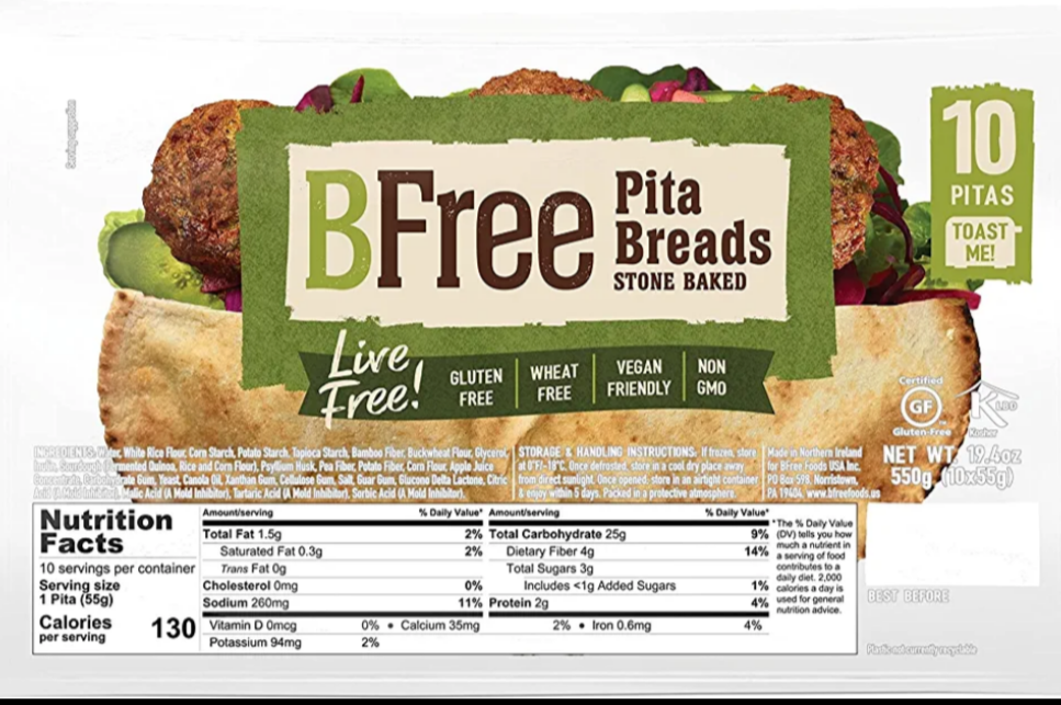 Market Favorite: BFREE Gluten Free Pita Bread, 10 Count (19.4 Ounce Total)